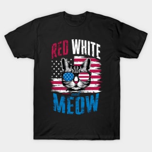 Red White And meow sunglasses T-Shirt